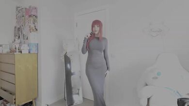 Slutty Makima bodycon dress egirl cosplay fucked hard