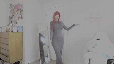 Slutty Makima bodycon dress egirl cosplay fucked hard