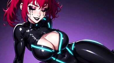 Gooner latex catsuit huge cumshot redhead blowjob anime porn
