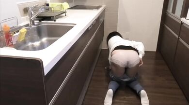 Wife gets home finishes chores alone then fucks herself in the kitchen