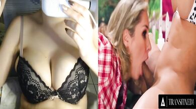 Thirsty for futanari creamy milk trashed by 2 huge dicks deepthroat DP