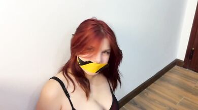 Red haired teen slave gagged stuffed with thick loads deep throat dirty bukkake