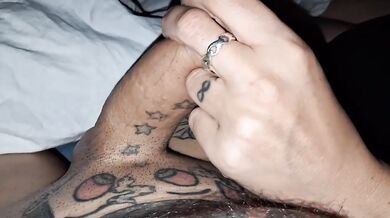 Stepmom jerks me raw fast til I bust a load before bed