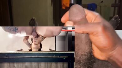 Filled throat gagged by stepbro’s thick cock in kitchen POV
