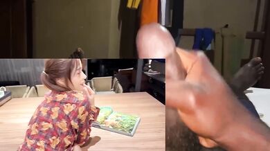 Filled throat gagged by stepbro’s thick cock in kitchen POV