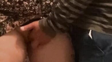 Flashing her dripping pussy for public fingering