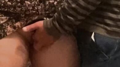 Flashing her dripping pussy for public fingering