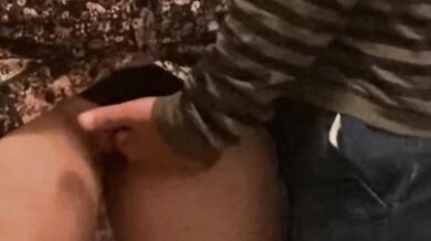 Flashing her dripping pussy for public fingering