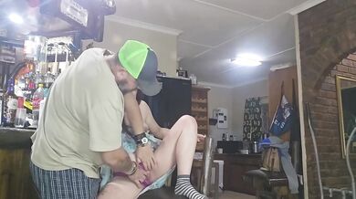 Pregnant wife stuffed full of cum doggystyle creampie close up