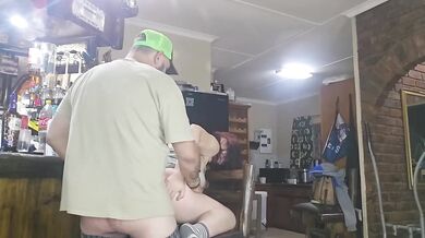 Pregnant wife stuffed full of cum doggystyle creampie close up