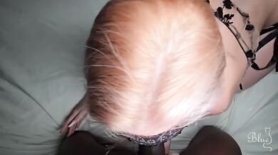 Blonde Petite BBW gets BBC Face Fucked Blowjob