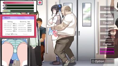On the train he stuffed his big fat cock into her slutty mouth and blew his load deep inside her