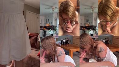 POV HD caught blowjob sloppy blonde milf gushes cumshot facial