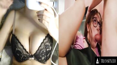 Coworker gets Fucked Over the Kitchen Obsessed with Sex Trans Porn React