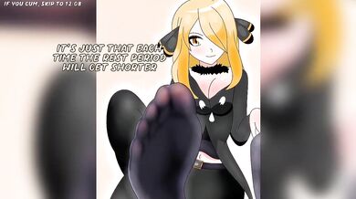 Cynthia destroys him with her socks whipped by her feet