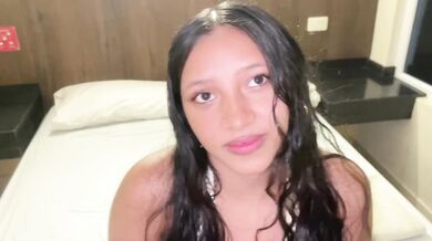 Her boyfriend left her I fucked her in a motel big cock spit in mouth