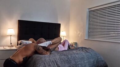 18 year blonde British girl gets destroyed in her knicker socks spooning ride