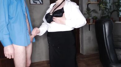 Stepmom BBW Black Stockings Cum Inside From Behind Hair Pulled Raw