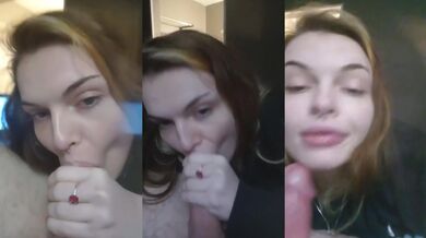 Cute girl deepthroats then gushes swollen throat with cum