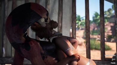 Snake gets bred by huge cock cum in hentai creampie
