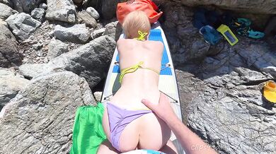 Blonde stepsister begged me to fuck her on the SUP board