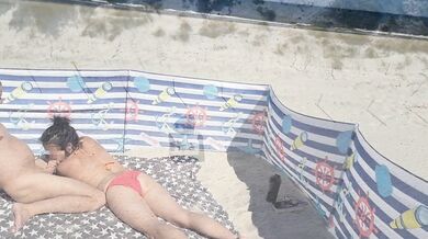 Horny stepsister fucked by the sea, we were not alone. Holiday fuck Laluna-Love