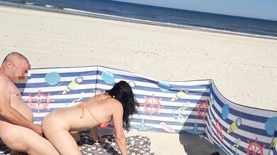 Horny stepsister fucked by the sea, we were not alone. Holiday fuck Laluna-Love
