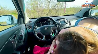 Hot mom (stepmom) fucks in the car with her son's classmate