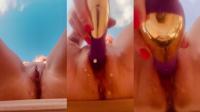 Hot roof terrace play, after getting horny in the pool