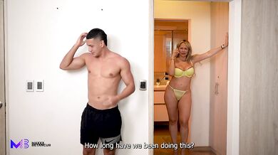 My stepmom sucks my big cock so I don't tell my dad off - Max Betancur & Monique Fuentes