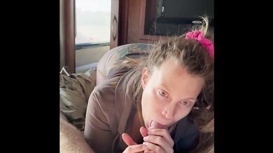 Blonde with dreads and sexy ass sucks my cock really good while on holiday traveling