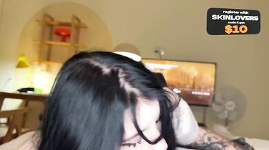 Stepdaughter Goth Stomps Dad's Big Cock After School Rough