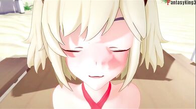 Burnice's big tits jizz on the beach full POV hentai