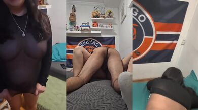 Mexican MILF gets creampied in friends living room while wearing thong