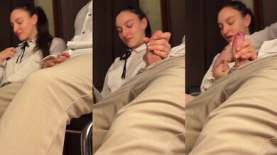 Young student gets choked on classmate's cock under the table during lecture
