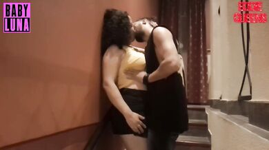 Horny Argentina neighbor gets face fucked on stairs filled raw milk