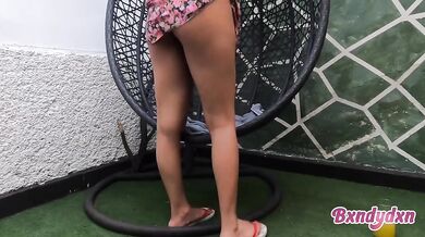 Latina POV solo slut finger banging in garden gets juicy