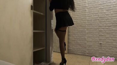 Latina in miniskirt heels big ass solo POV fucked till dripping