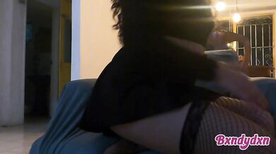 Latina destroys sofa in thigh-highs and miniskirt POV