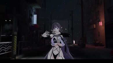 Elf VTuber stripped danced naked while leaking cum drips hentai MMD