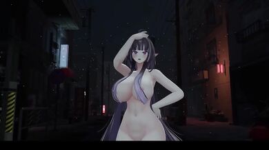 Elf VTuber stripped danced naked while leaking cum drips hentai MMD