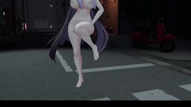 Elf VTuber stripped danced naked while leaking cum drips hentai MMD