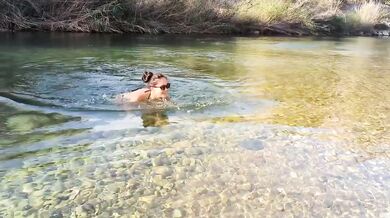 Taking my Asian girlfriend to the river and getting fucked in public