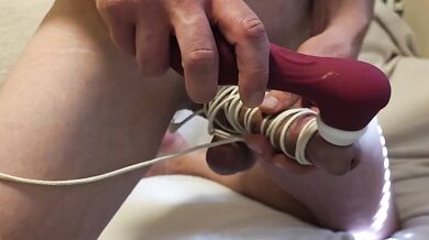 My girlfriend’s toys and rope used rough as fuck cumshot on my stomach