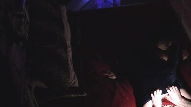 Amateur blowjob ruined by cuckold voyeur sloppy cum in mouth behind the scenes