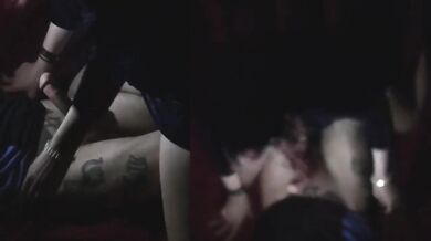 Amateur blowjob ruined by cuckold voyeur sloppy cum in mouth behind the scenes