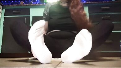 Red head socks foot worship lesbian tease solo milf