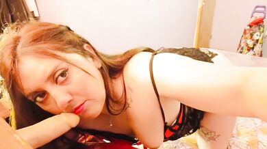 Amateur Latina Chokes On Humongous Dildo