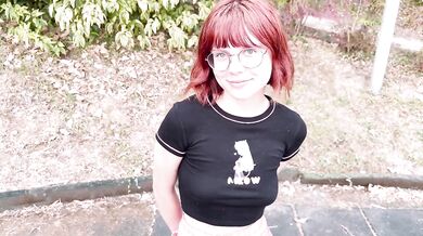 Petite redhead gets her boyfriend’s girlfriend creampied while she fucks his mouth raw