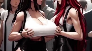 Tifa’s tits bounce on the train then choke her hard
